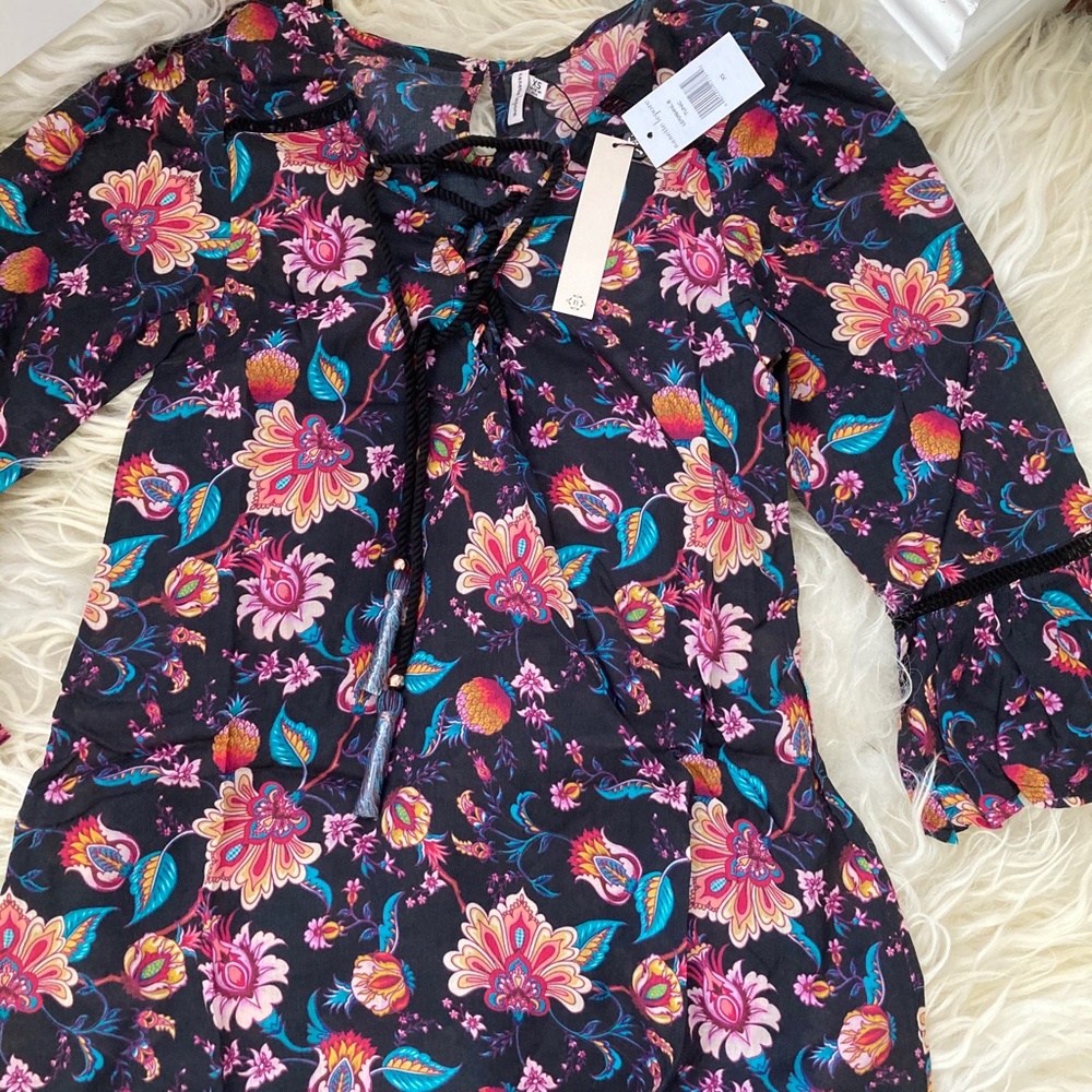 Nanette Lepore Black Floral Tatum Tunic - Picture 11 of 16